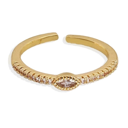 Geometric Silver Transparent Rhinestone Inlaid Series Open Copper Inlaid Zirconium Ring