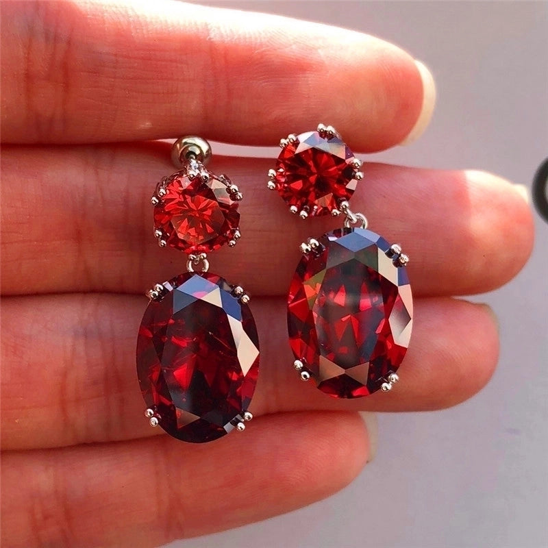Fashion Copper Large Zircon Geometric Earrings