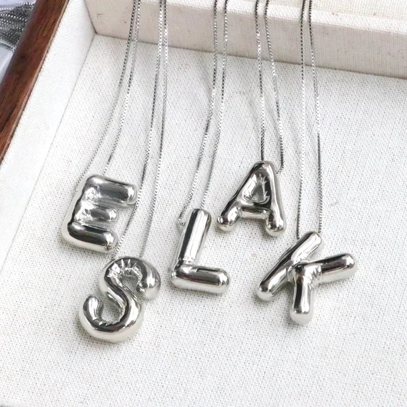 Minimalist Classic Style Letter Copper Silver Plated Pendant Necklace In Bulk