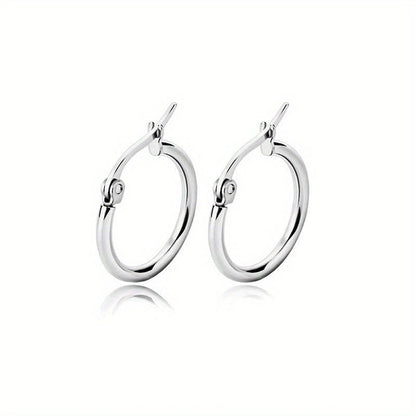 1 Pair Basic Minimalist Commute Round 304 Stainless Steel 18K Gold Plated Earrings