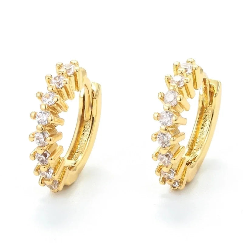 Geometric Plating Metal Zircon Copper Earrings