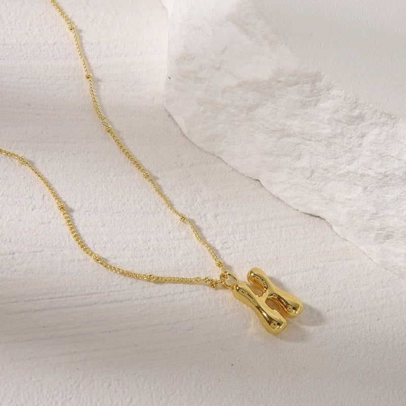 Copper 14K Gold Plated Letter Pendant Necklace