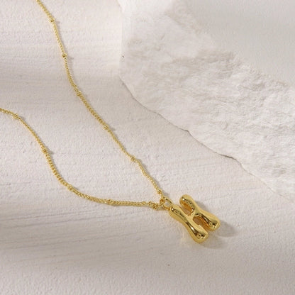 Copper 14K Gold Plated Letter Pendant Necklace