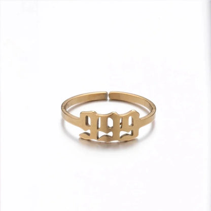 Retro Letter 201 Stainless Steel 18K Gold Plated Plating Open Ring