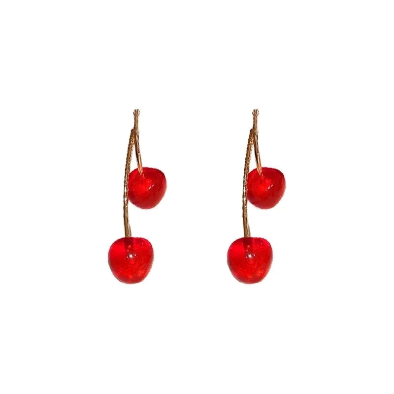1 Pair Cute Sweet Cherry Resin Copper Drop Earrings