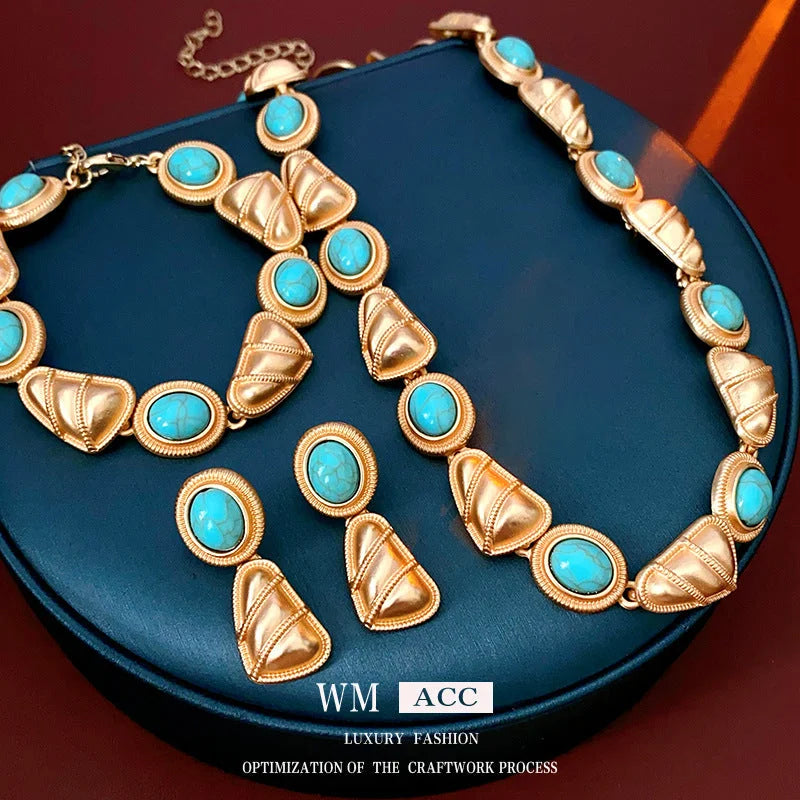 Women Luxurious Bell Triangle Ellipse Round Heart Droplet Alloy Electroplating Jewelry Sets