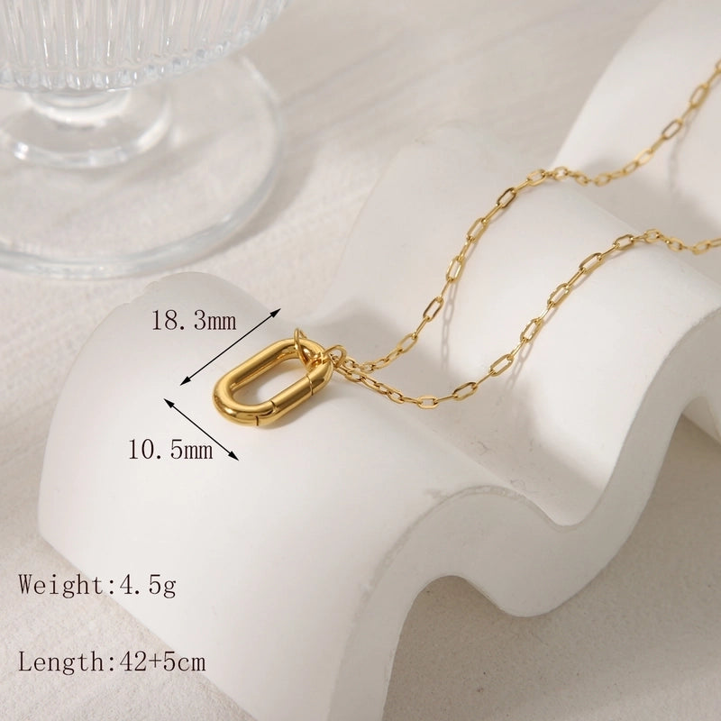 Casual Basic Commute Round Solid Color Rectangle 304 Stainless Steel 18K Gold Plated Pendant Necklace