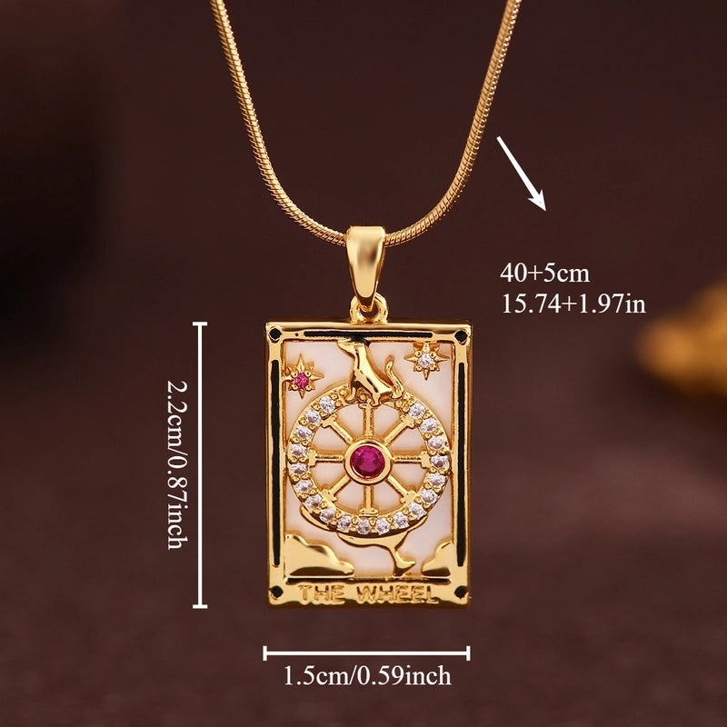 Vintage Style Minimalist Sun Moon Titanium Steel Copper Plating Pendant Necklace