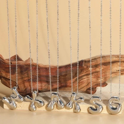 Copper White Gold Plated Letter Pendant Necklace