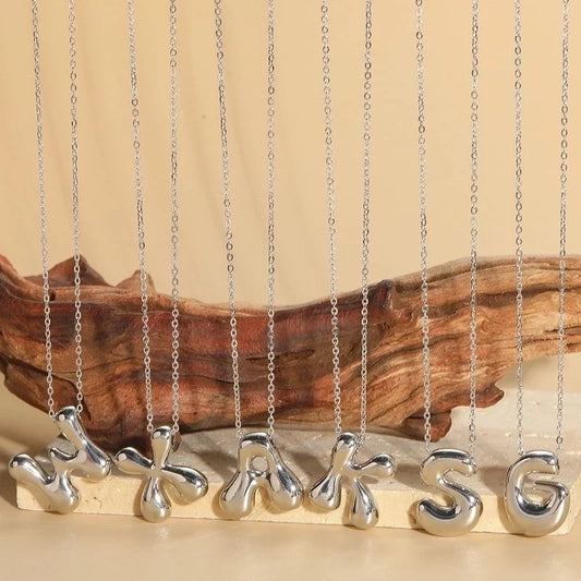 Copper White Gold Plated Letter Pendant Necklace