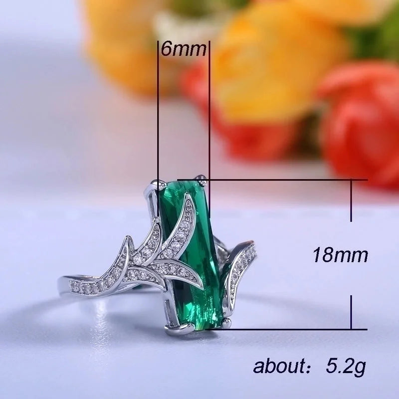 Fashion Seven-color Topaz Square Zircon Copper Ring