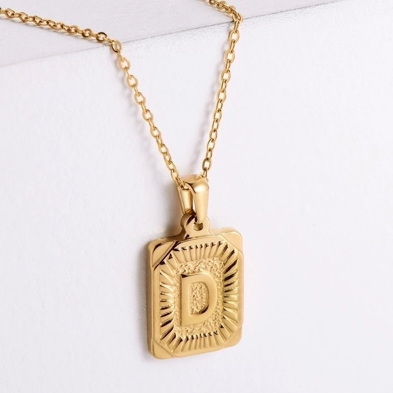 304 Stainless Steel 18K Gold Plated Minimalist Plating Letter No Inlaid Pendant Necklace