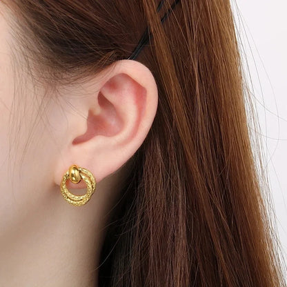 1 Pair Vintage Style Geometric Plating 304 Stainless Steel 18K Gold Plated Ear Studs