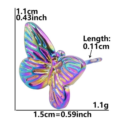 1 Pair Minimalist Flower Butterfly Plating 304 Stainless Steel 18K Gold Plated Ear Studs