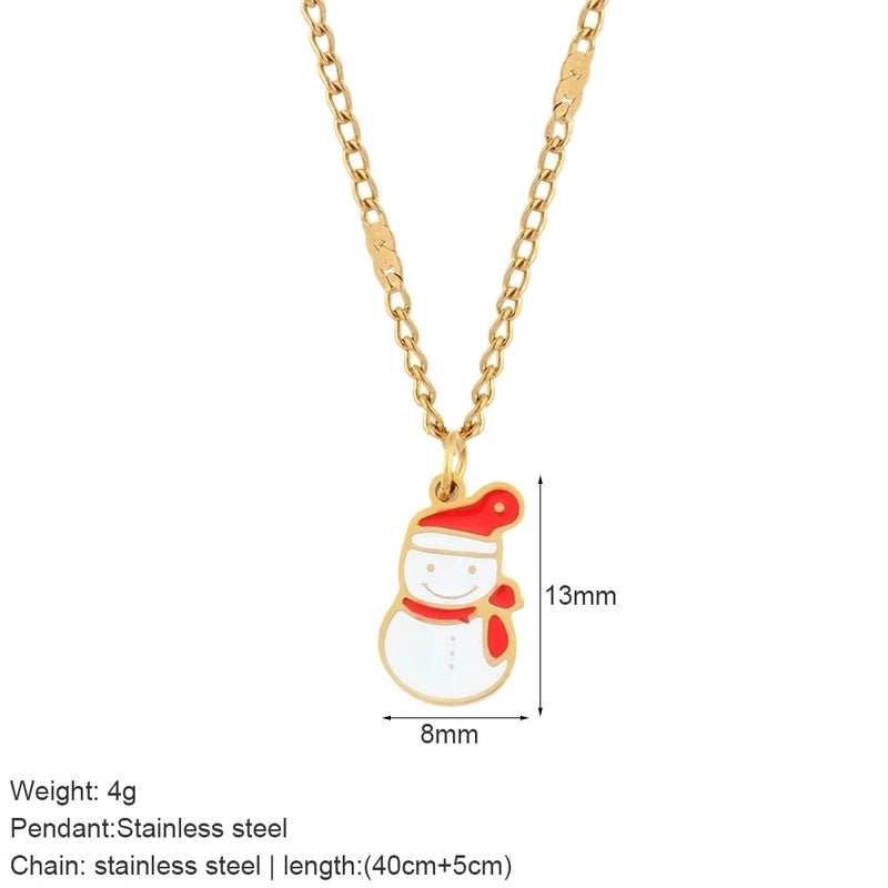 Nordic Style Classic Style Gingerbread Moon 316L Stainless Steel Plating Pendant Necklace