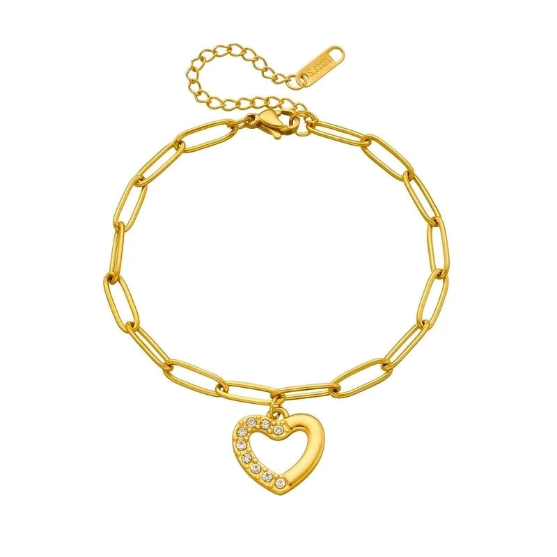 Minimalist Classic Style Heart Shape 304 Stainless Steel Stainless Steel Bracelets In Bulk