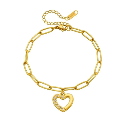 Minimalist Classic Style Heart Shape 304 Stainless Steel Stainless Steel Bracelets In Bulk