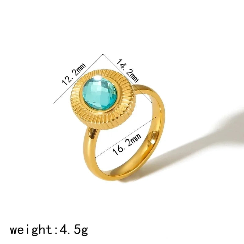 304 Stainless Steel 18K Gold Plated Minimalist Classic Style Polishing Plating Inlay Oval Zircon Rings Earrings