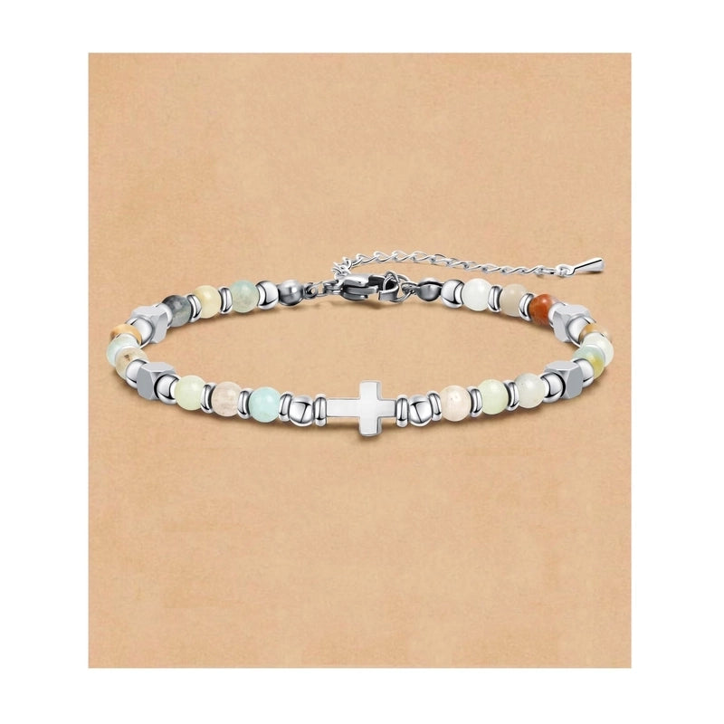 Minimalist Classic Style Round 304 Stainless Steel Natural Stone Bracelets In Bulk