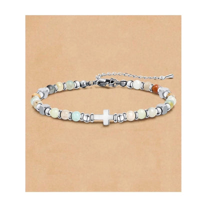 Minimalist Classic Style Round 304 Stainless Steel Natural Stone Bracelets In Bulk