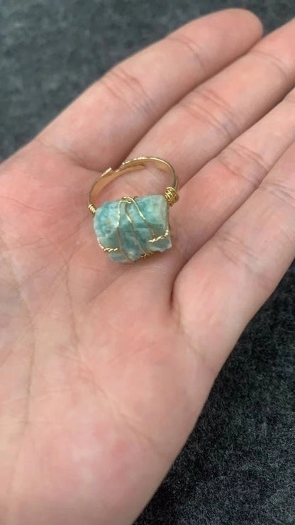 Fashion Irregular Natural Stone Copper Plating Rings 1 Piece