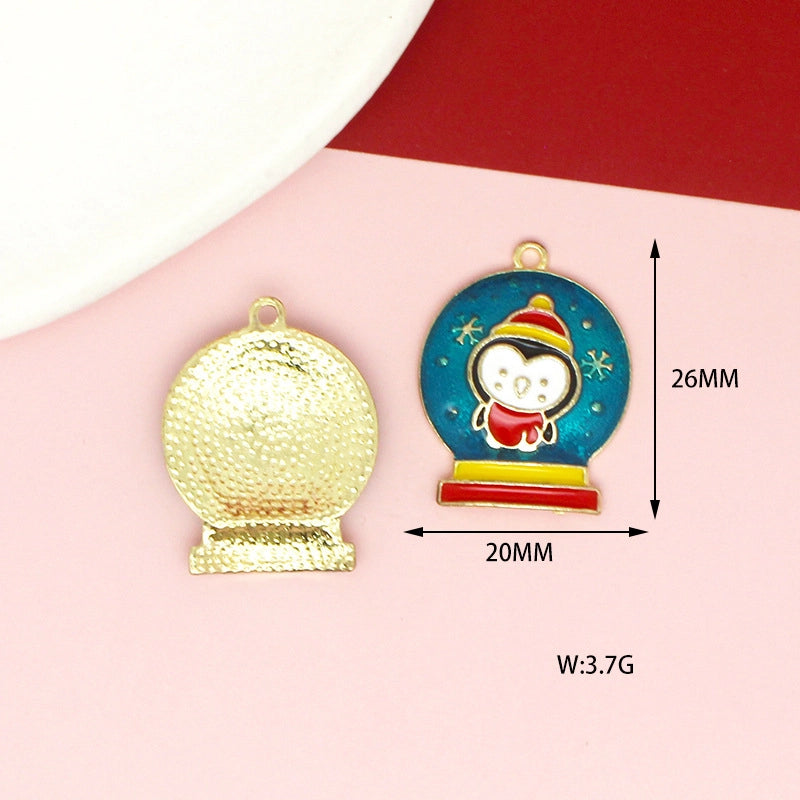 10 PCS/Package 17 * 21mm 17 * 22mm 19 * 24mm Alloy Rhinestones Penguin Christmas Tree Snowman Pendant Jewelry Accessories