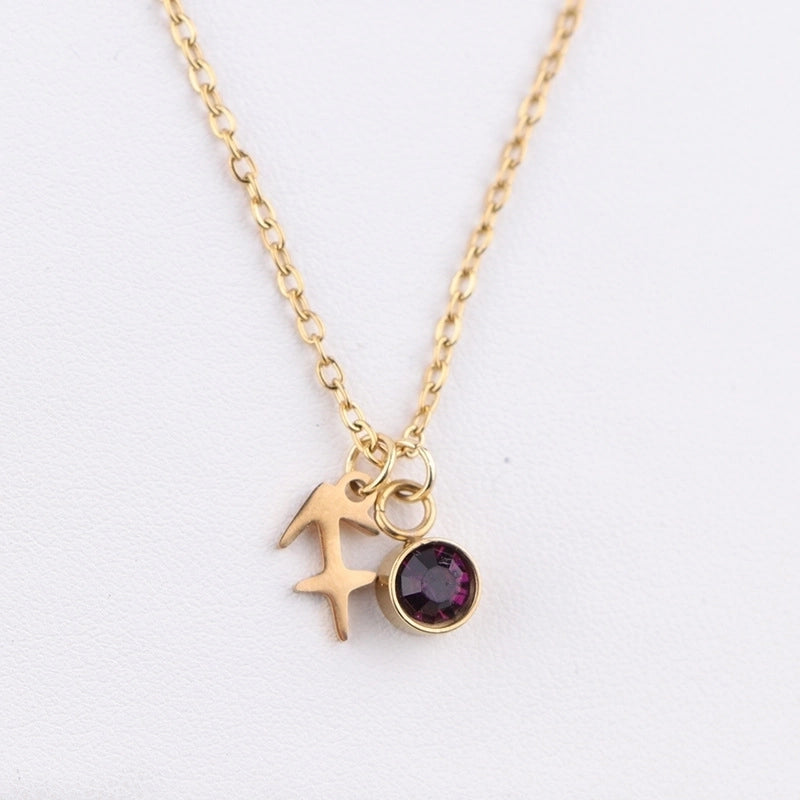 IG Style Beach Commute Constellation 304 Stainless Steel Rhinestones 18K Gold Plated Inlay Pendant Necklace