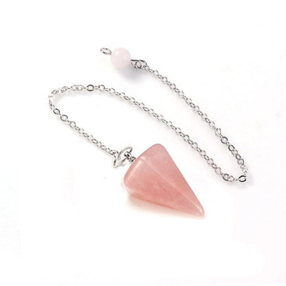 Fashion Hexagonal Pyramid Alloy Natural Stone Cable Chain Pendant Necklace In Bulk