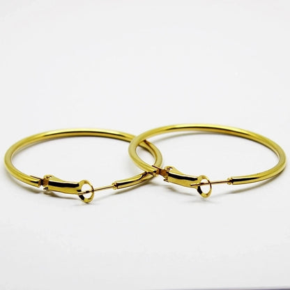 1 Pair Minimalist Solid Color Stainless Steel Hoop Earrings