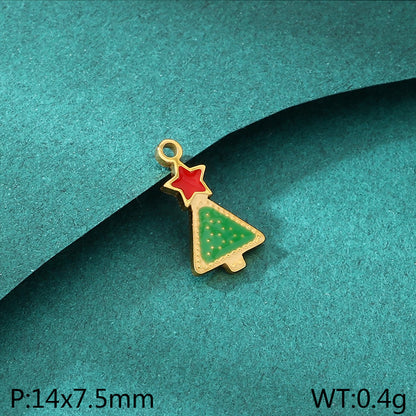 Christmas Elements Series Diy Accessories Stainless Steel Elk Santa Claus Snowflake Gloves Pendant