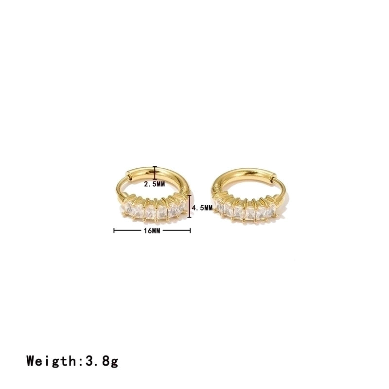 1 Pair Minimalist Geometric Plating Inlay 304 Stainless Steel Zircon Earrings