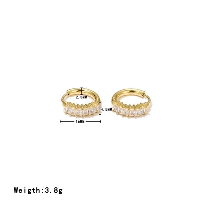 1 Pair Minimalist Geometric Plating Inlay 304 Stainless Steel Zircon Earrings