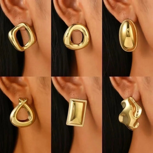 1 Pair Retro Minimalist Classic Style Geometric 304 Stainless Steel 18K Gold Plated Ear Studs