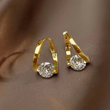 Geometric Micro-inlaid Zircon Earrings Korean Niche Earrings Earrings Women\'s Exquisite Temperament Earrings