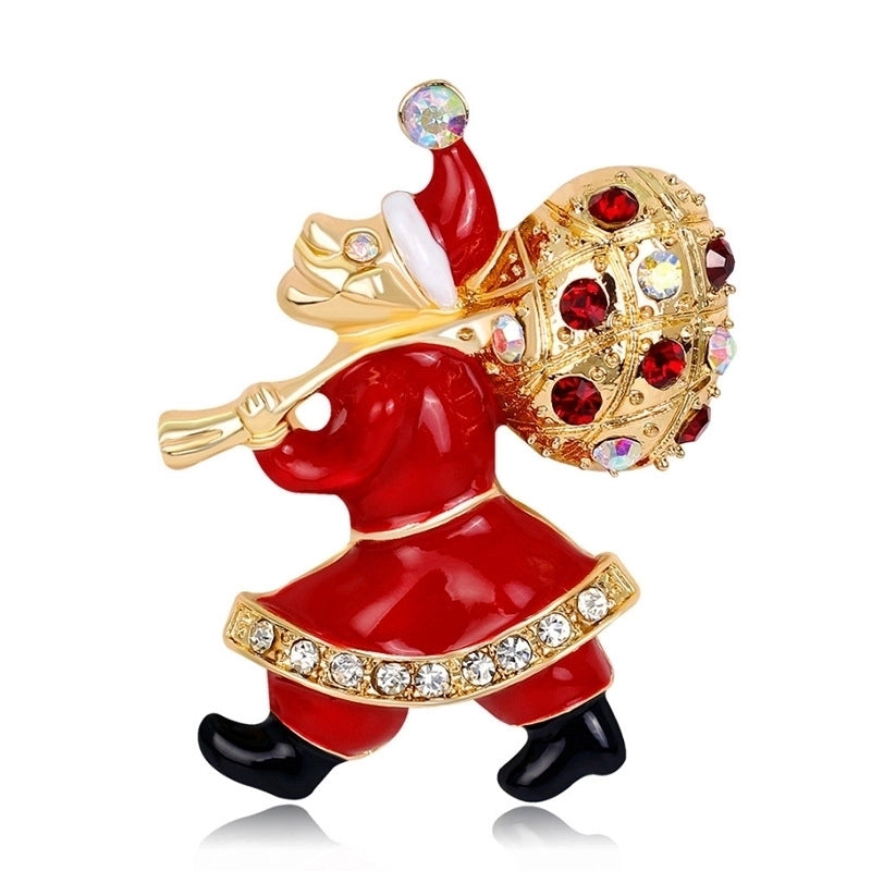 Fashion Pin Santa Claus Star Elk Alloy Plating Rhinestones Women'S Brooches