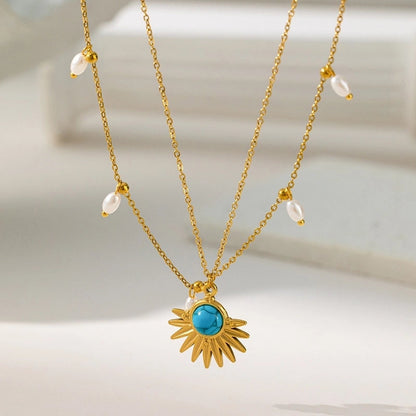 Modern Style Classic Style Devil's Eye Oval Heart Shape Titanium Steel Plating Stainless Steel Necklaces