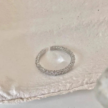 Sweet Geometric Heart Shape Bow Knot Copper Plating Inlay Zircon Open Rings