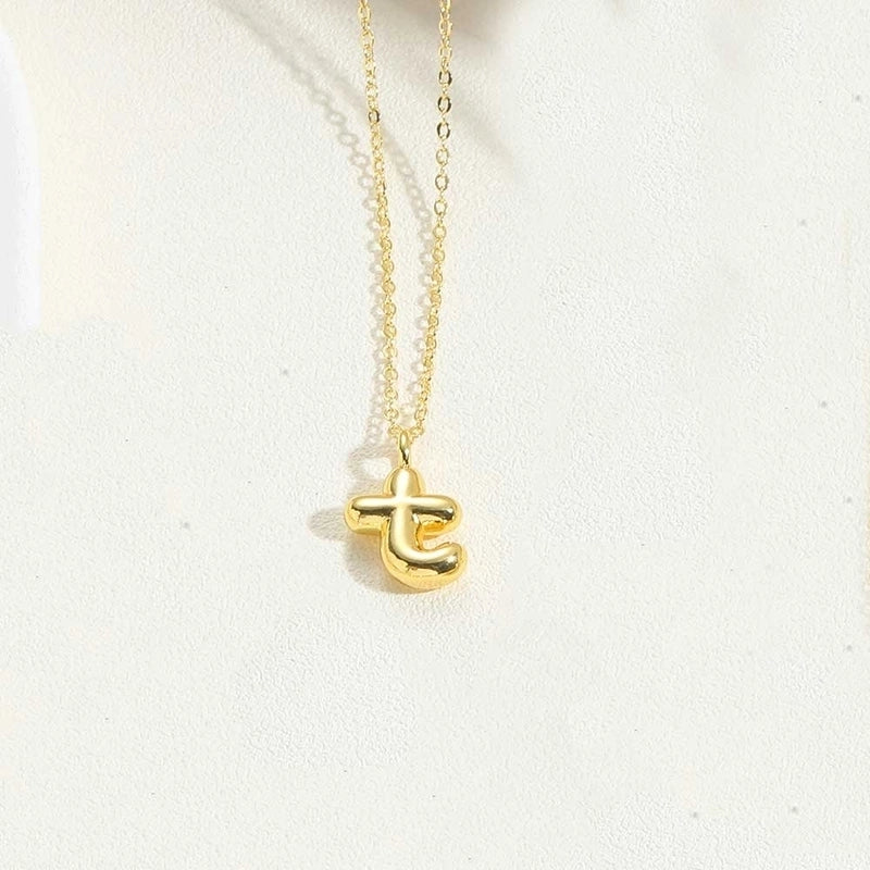 Copper 14K Gold Plated Minimalist Letter Pendant Necklace