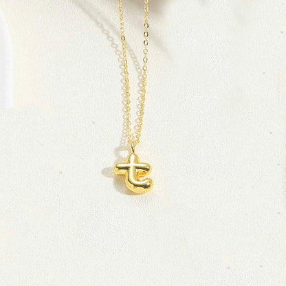 Copper 14K Gold Plated Minimalist Letter Pendant Necklace