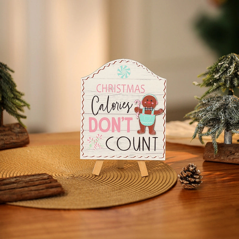 Christmas Cartoon Style Cute Pastoral Gingerbread Letter Wood Festival Hanging Ornaments Ornaments Decorative Props