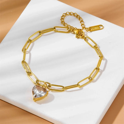 Minimalist Classic Style Heart Shape 304 Stainless Steel Stainless Steel Bracelets In Bulk