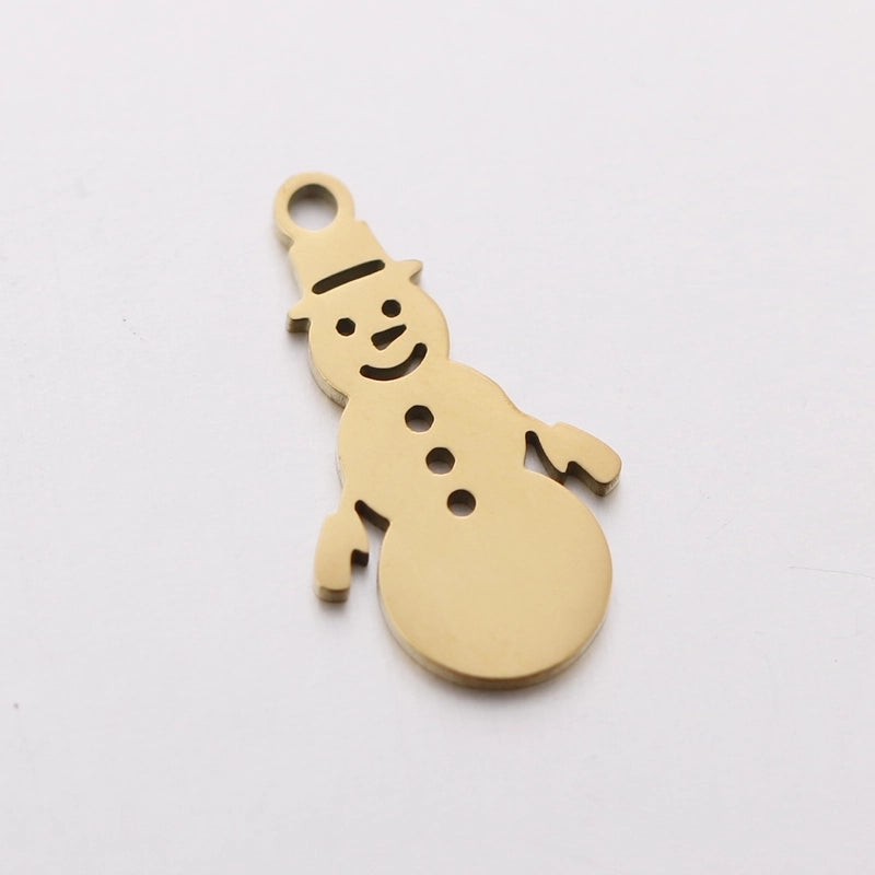 5 PCS/Package 13*16mm 14*19mm 304 Stainless Steel Christmas Tree Snowman Snowflake Pendant Jewelry Accessories