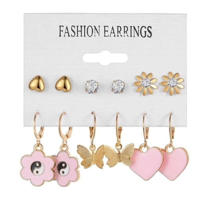 Retro Round Alloy Plating Artificial Pearls Women\'s Earrings Ear Studs 6-piece Set