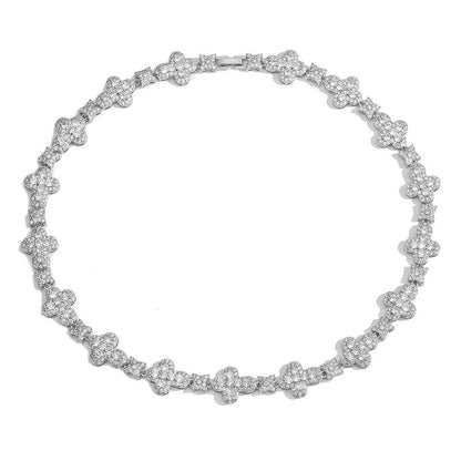 Elegant Shiny Cross Star Copper Zircon 18K Gold Plated Inlay Bracelets Necklace