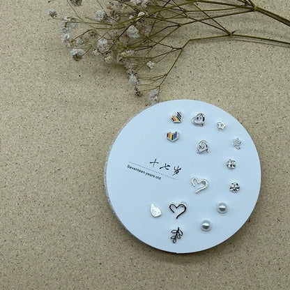 2 Pieces Minimalist Commute Geometric Inlay Copper Zircon Drop Earrings