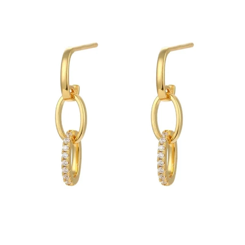 1 Pair IG Style U Shape Geometric Inlay Copper Zircon Gold Plated Ear Cuffs Earrings