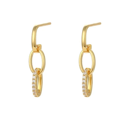 1 Pair IG Style U Shape Geometric Inlay Copper Zircon Gold Plated Ear Cuffs Earrings