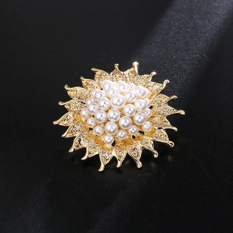 Elegant Pin Bicycle Flower Snowflake Imitation Pearl Alloy Inlay Rhinestones Women'S Brooches
