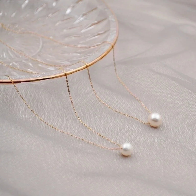 Minimalist Round Pearl Titanium Steel Necklace