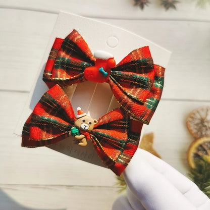 Fashion Plaid Bow Knot Cloth Hair Clip Hair Tie